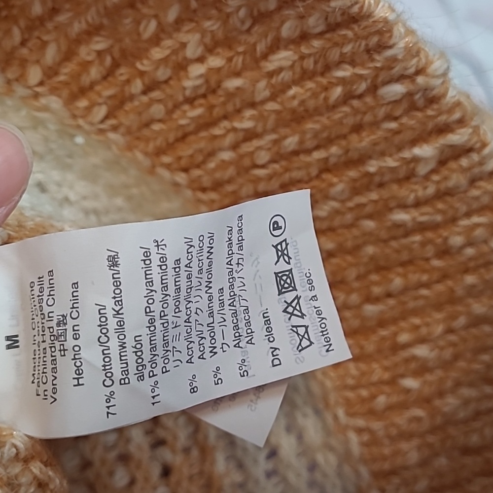 MADEWELL BAEZ PULLOVER IN STRIPE MARLED CARAMEL WOOL ALPCA OPEN KNIT MEDIUM - Picture 11 of 12